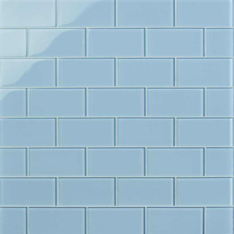 Lucid 3'' x 6" Glass Subway Wall Tile (32 pieces 4 sq.ft./Box), Blue