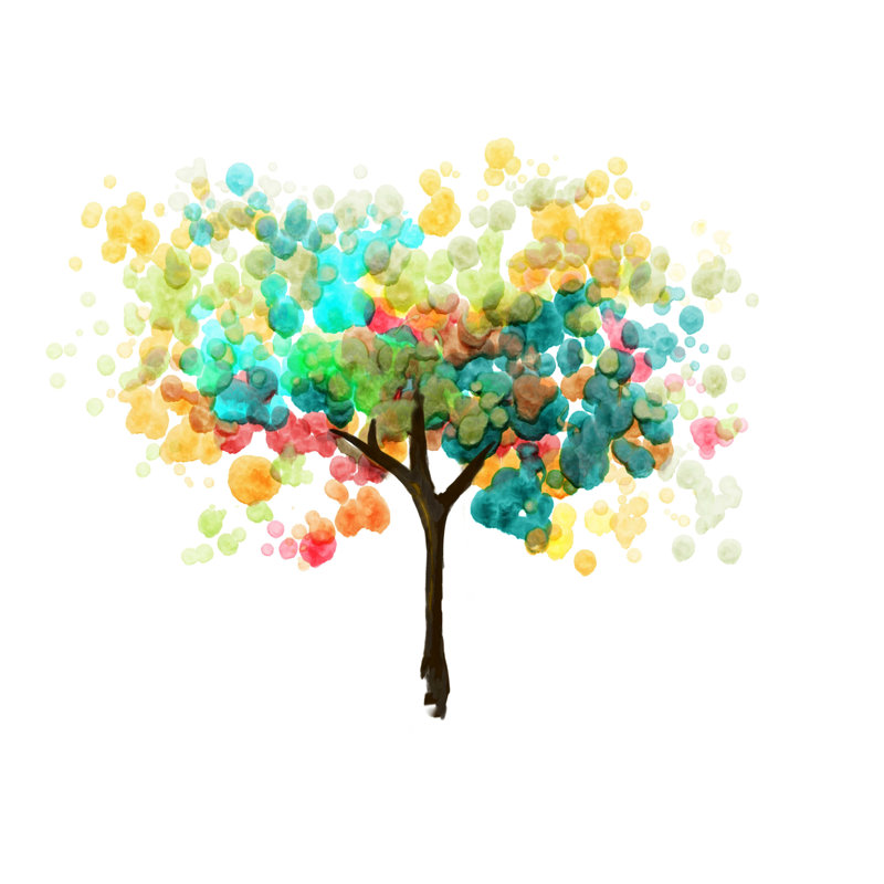 Arbre aquarelle - reproduction sur toile tendue, H 12 po x l 16 po
