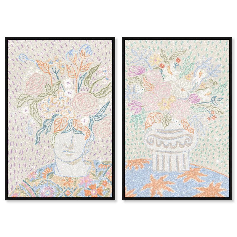 Summer Flourish Set Set by Oliver Gal, 32"H x 22"W, Black Floater Frame