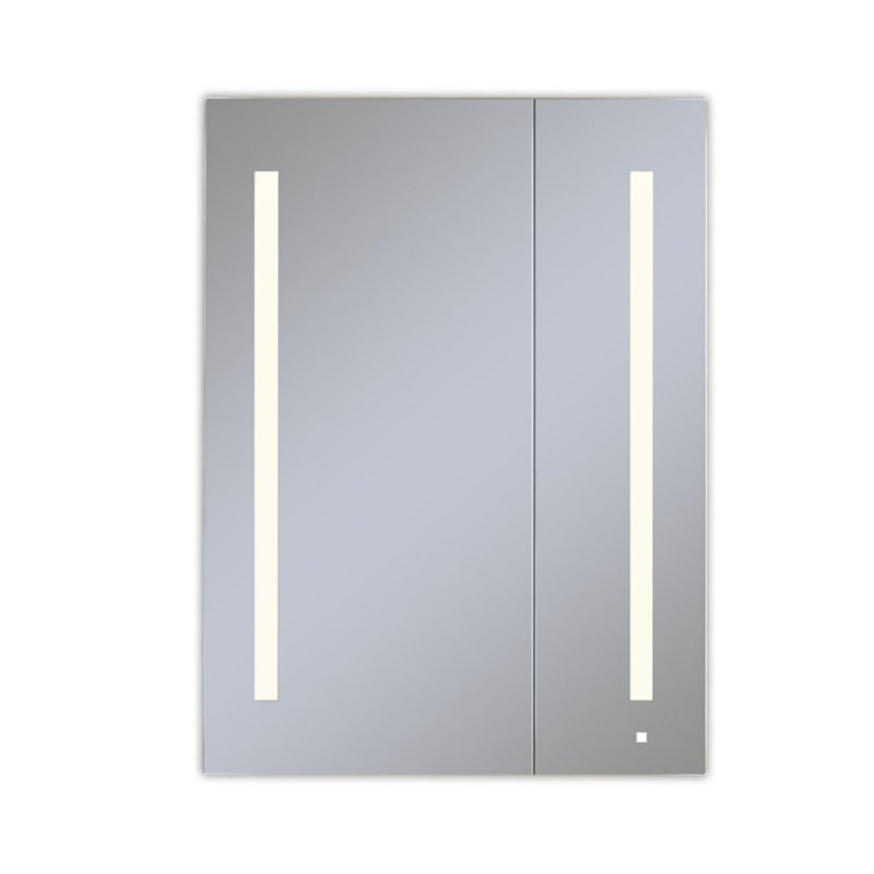 AiO Recessed Frameless Medicine Cabinet with 3 Adjustable Shelves and LED Lighting, 39.375" H x 29.25" W x 4" D, Warm White