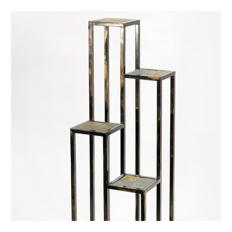 Support pour plante à 4 niveaux 47,25 po, Gris/doré