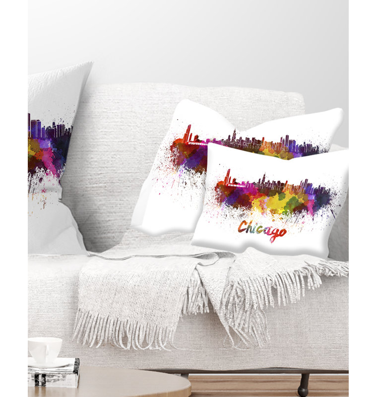 Chicago Skyline - Cityscape Printed Throw Pillow