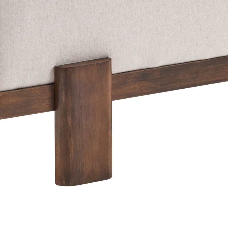 Banc rembourré en bois d'hévéa Modern, Beige