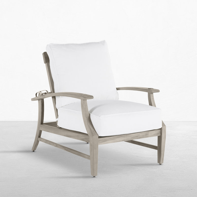 Fauteuil inclinable Croquet en teck - Huître, Welt + Standard Fill, Linen Dove, Teck huître