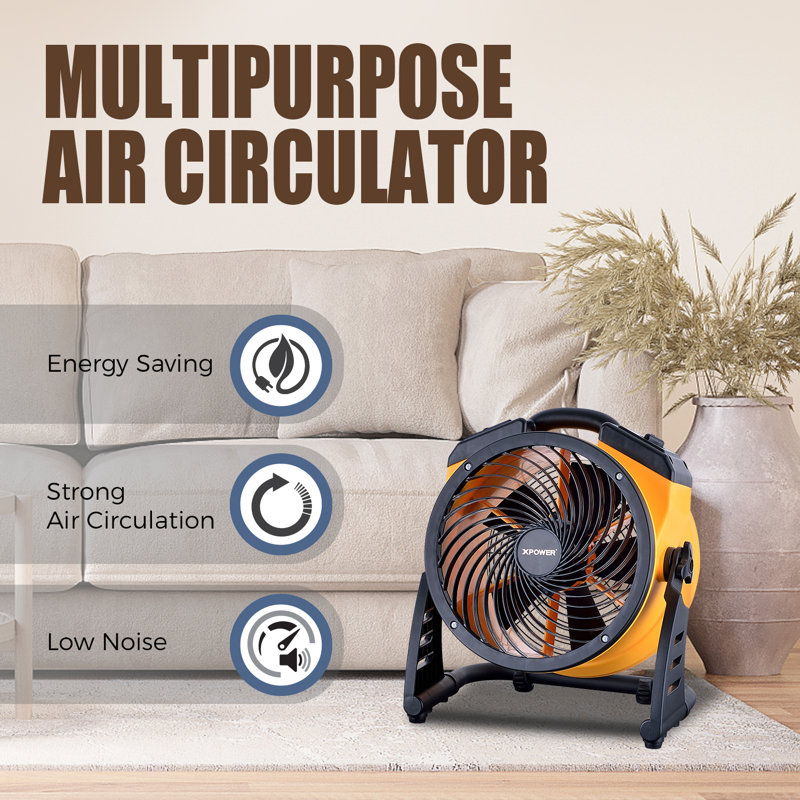 Borough Wharf 39cm Oscillating Floor Fan Fan, Yellow