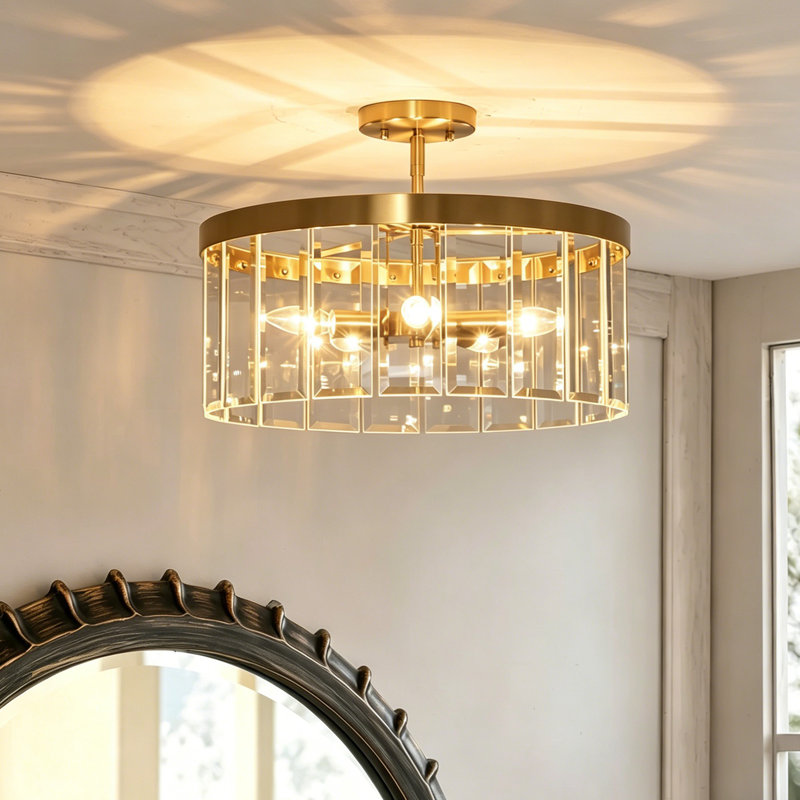 Plafonnier encastré 5 lumières en verre