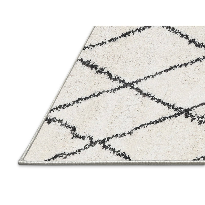 Tapis beige/noir contemporain, Rectangle 3 pi x 5 pi
