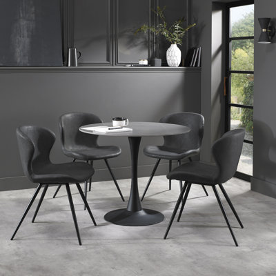 Mason Sintered Stone Table With 4 Arlo Chairs In Faux Leather