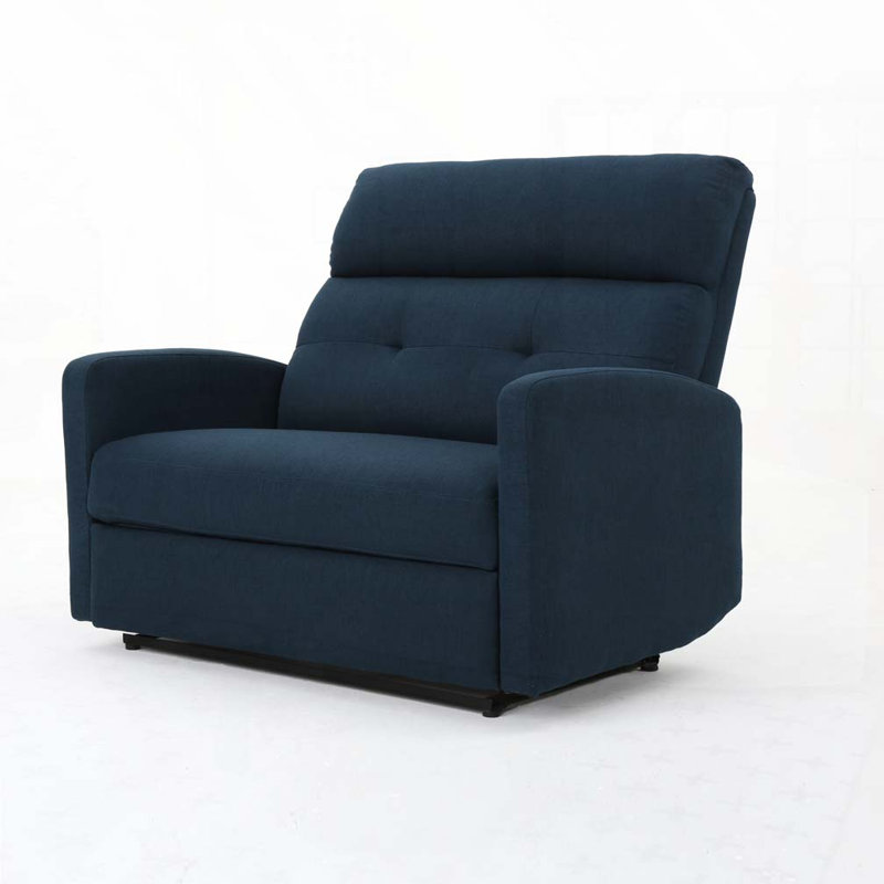 Manual Recliner Loveseat, Navy Blue Fabric