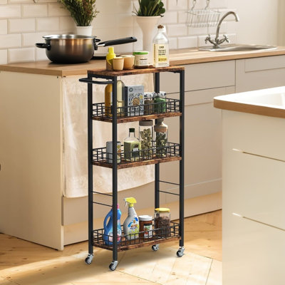 Slim Rolling Storage Cart With Wood Top For Small Spaces (Maximize Laundry Room Organization)