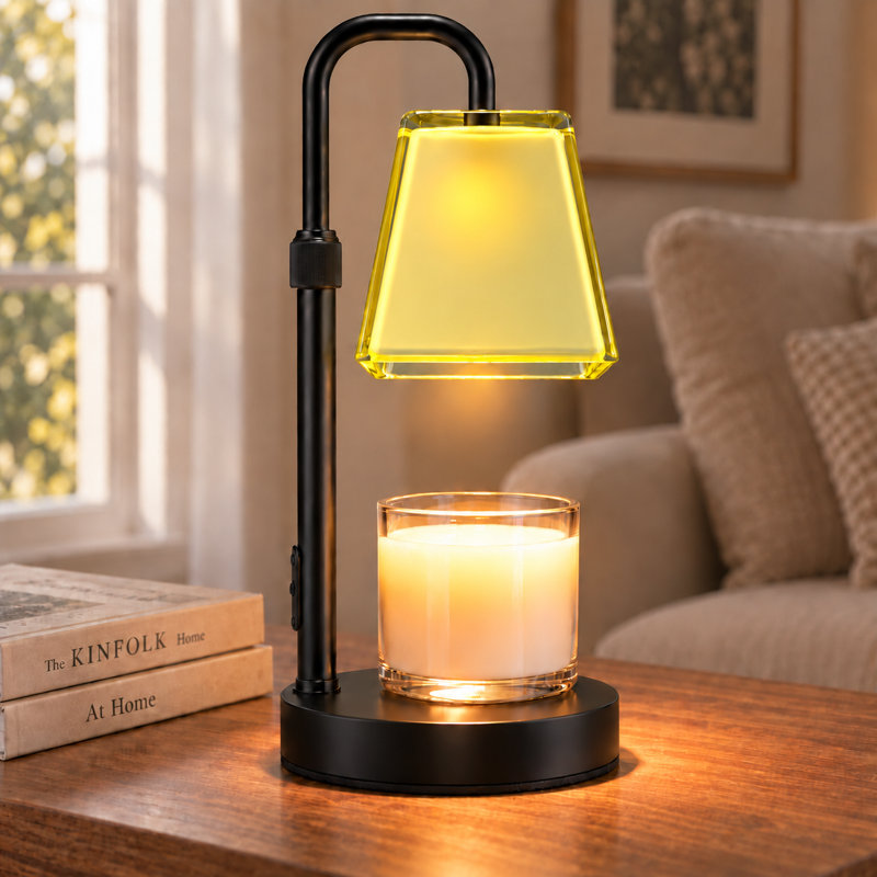 33.5 cm H Glass and Iron Wax Warmer, Sage Green