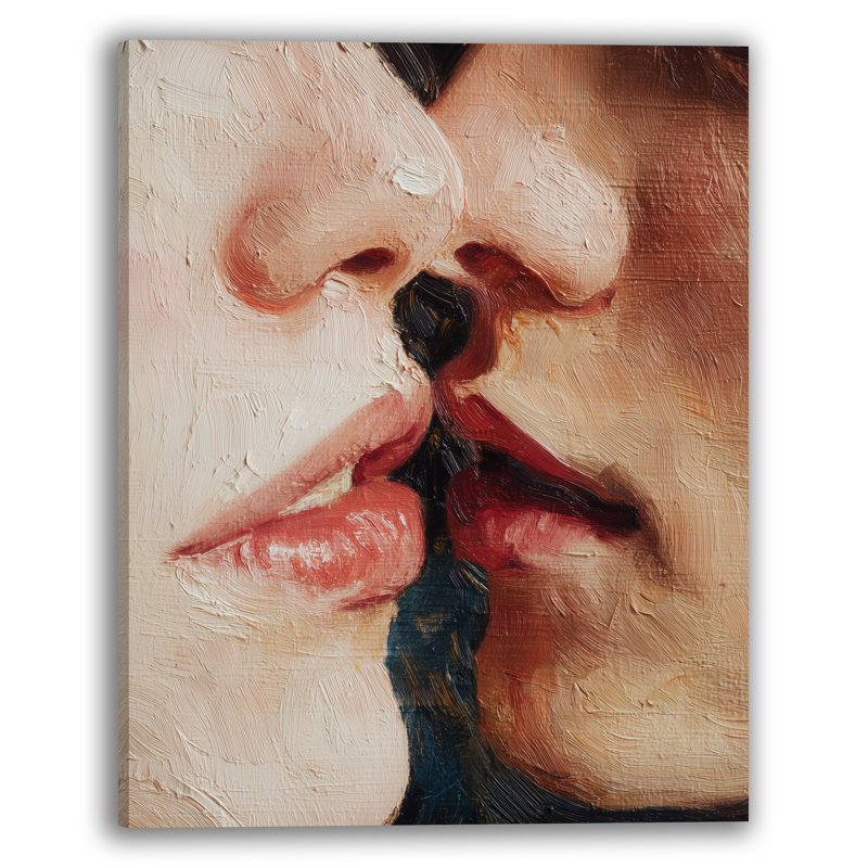 «Soft Kiss Moment», art mural sur toile tendue, H 48 po x l 36 po x P 1,5 po