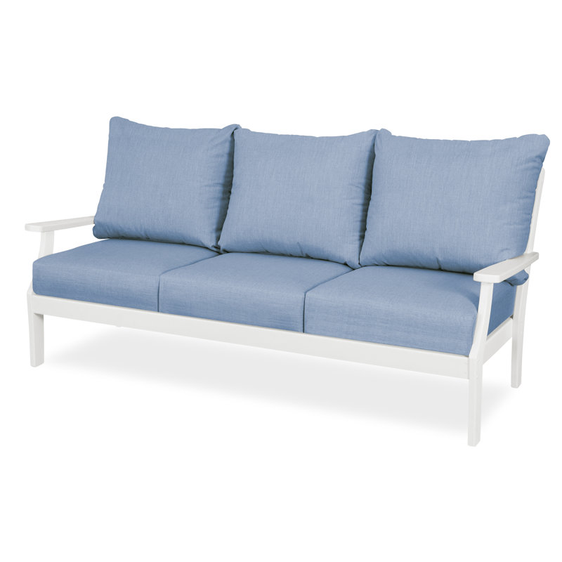Yacht Club Deep Seating Sofa, White, Marine Indigo Revolution®