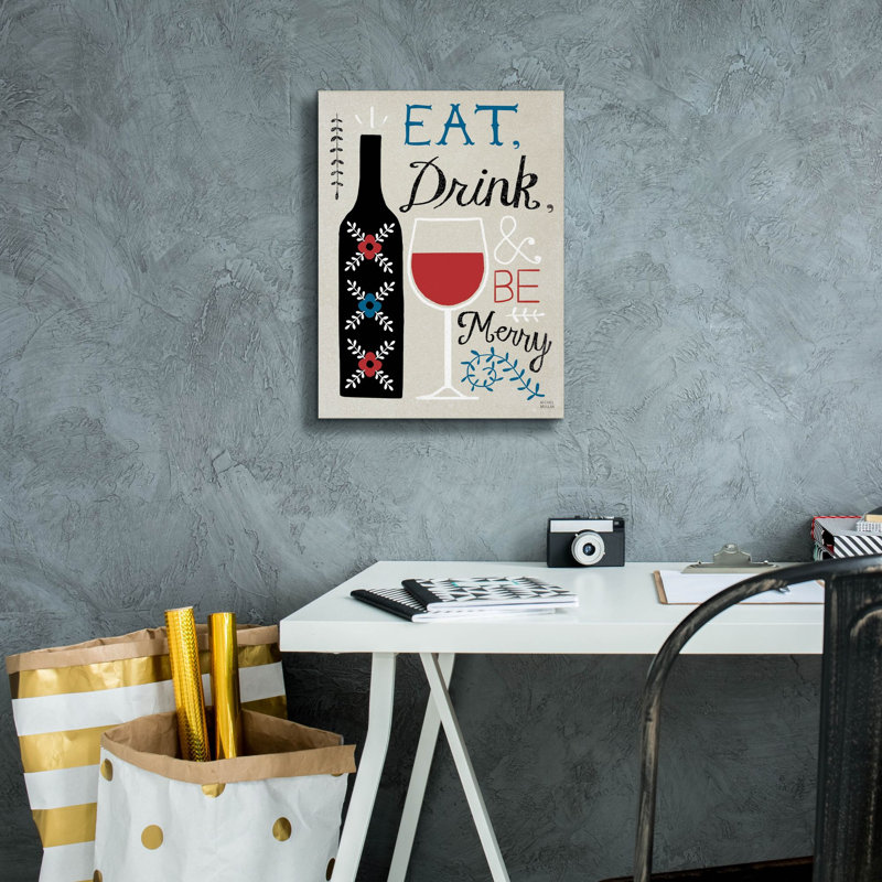 «Eat Drink And Be Merry» par Michael Mullan, art mural sur toile, H 16 po x l 12 po x P 0,75 po
