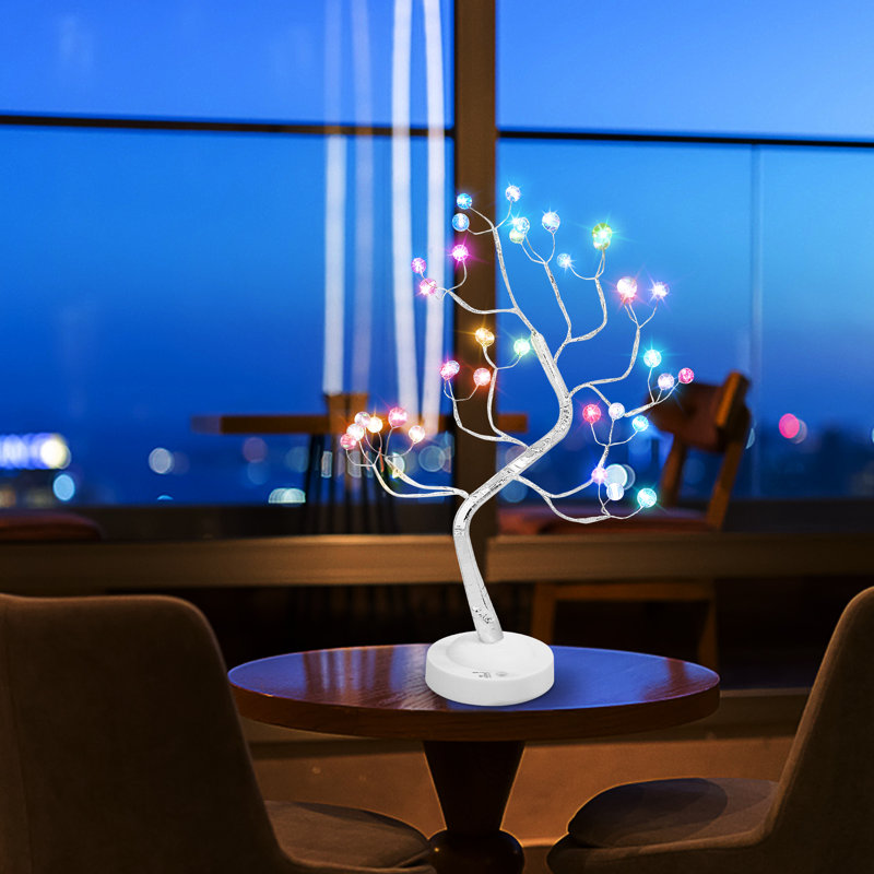 20" RGB LED Tree Color Changing Lights Remote Control Opal Ball Tabletop Indoor Decoration