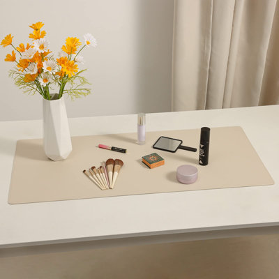 Sous-main en cuir avec sous-main, grand tapis de souris Wolaile 36 x 17 po, protège-bureau antidérapant et imperméable pour bureau à domicile, blanc ivoire