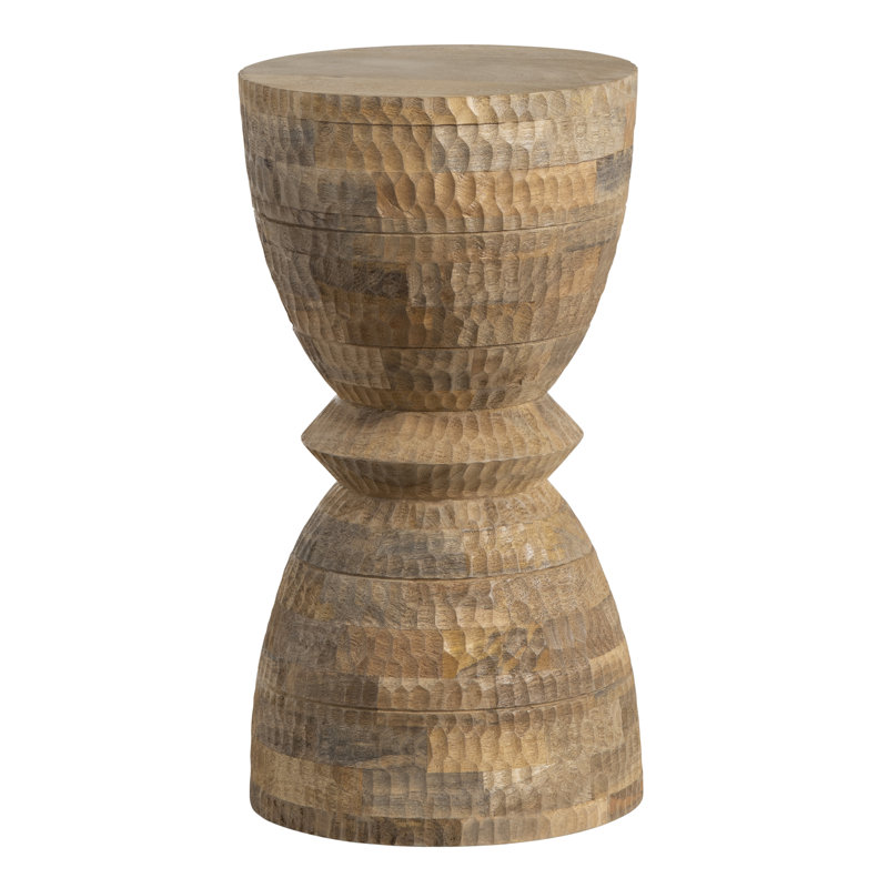 Boulder Round Brown Solid Wood Accent_End Table