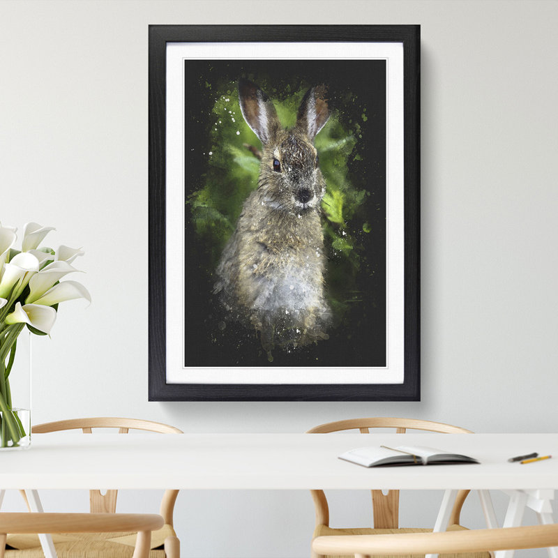 Brown Rabbit Paint Splash - Picture Frame Graphic Art, Black, 36cm H x 27cm W x 2cm D