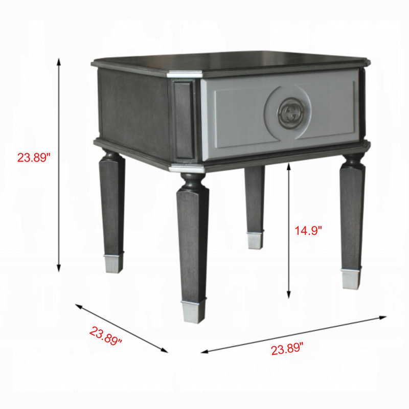 Table de bout moderne anthracite Affinity - Design romantique européen sophistiqué avec un tiroir de rangement