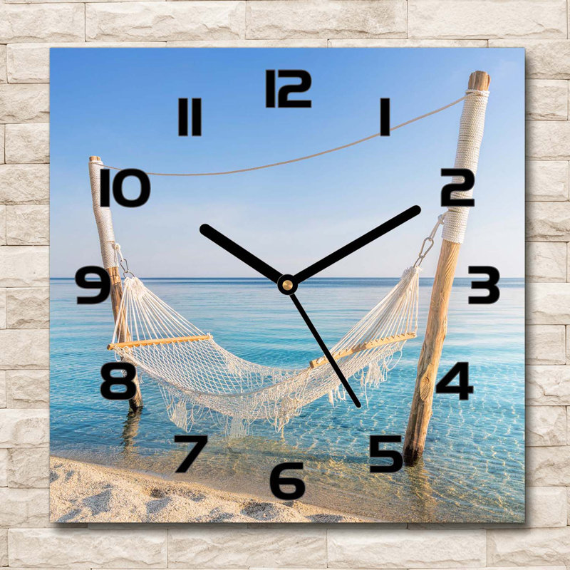 Haroldean Glass Wall Clock, Black/Blue
