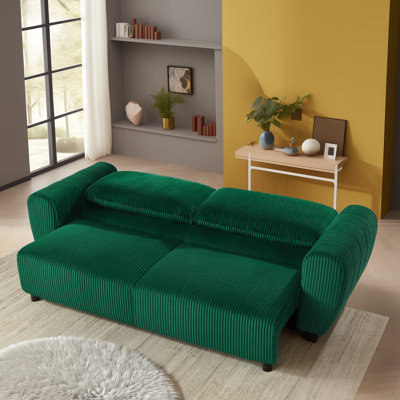 Elegant Corduroy 3-Seater Convertible Sleeper Sofa With Hidden Storage – A Versatile Addition To Your Home Decor by Ebern Designs