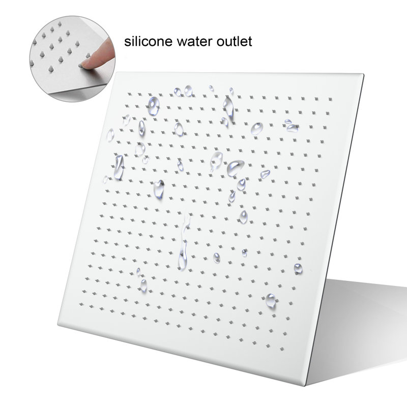 Pomme de douche à pluie 16 pouces, pomme de douche carrée mince en acier inoxydable 304, Nickel brossé
