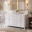 Double Sink Bathroom Vanity with Resin Sink Top, Soft-Close Doors and Drawers, White