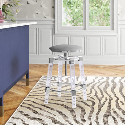 Iske Contemporary Rotation-Adjustable Stool w/ Upholstered Seat