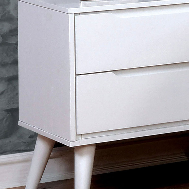 Table de chevet 1 pièce Mid-Century, Blanc
