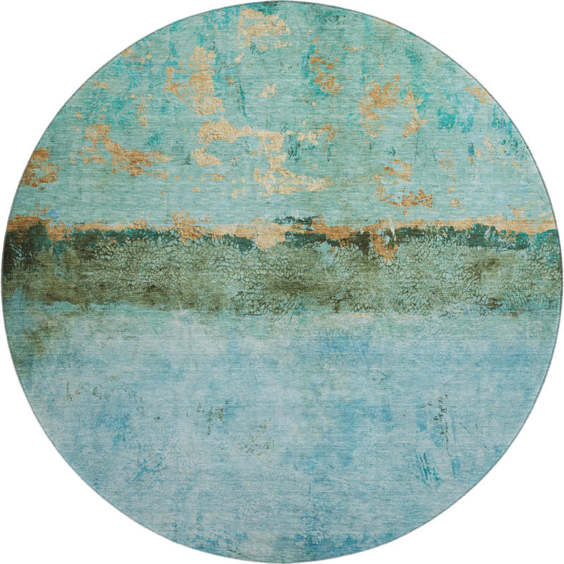 Premium Machine Washable Meidell AMF1716 Abstract Rug, Round 8'