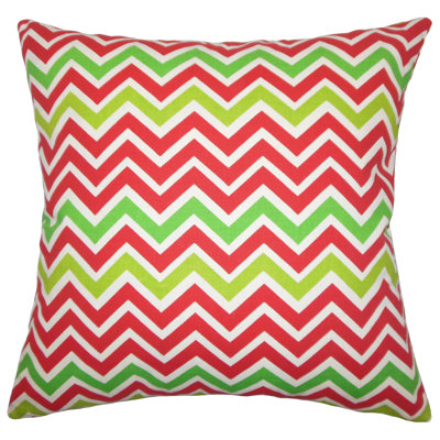 Yule Chevron Cotton Reversible Throw Pillow