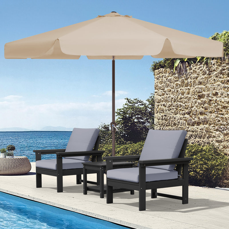 Parasol de marché pour patio extérieur, Beige, H 97,6 po x l 108 po x P 108 po