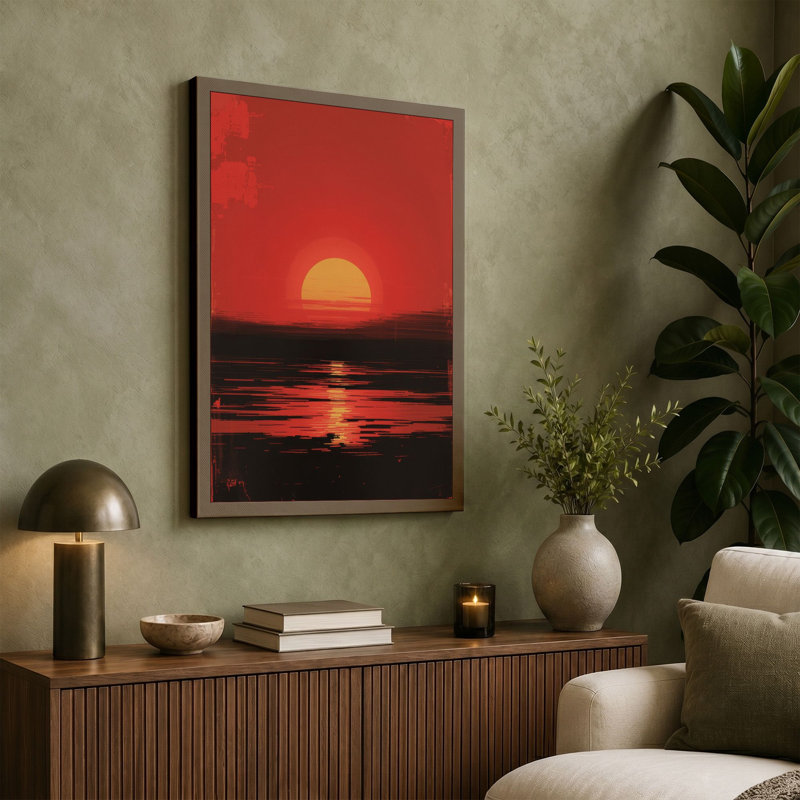 Sun on Water Modern - Wrapped Canvas, 24x16 - 61.0 x 40.6 cm, Black Border