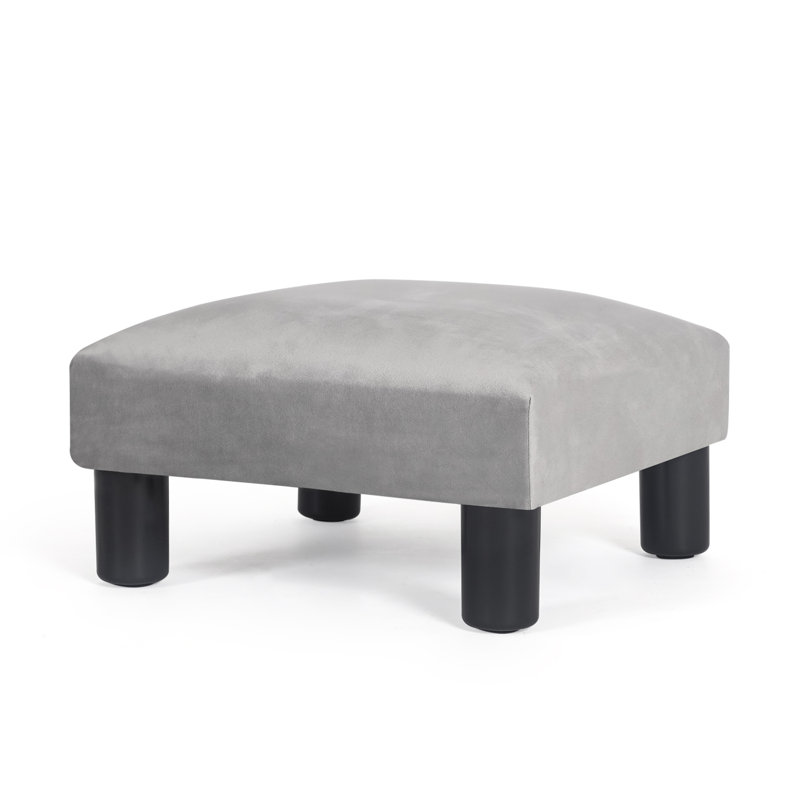 15.7'' Wide Square Footstool Upholstered Ottoman, Gray 100% Polyester