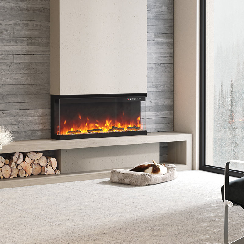 Flores 50inch Recessed/Freestanding Electric Fireplace, 44cm H x 101.8cm W x 20cm D