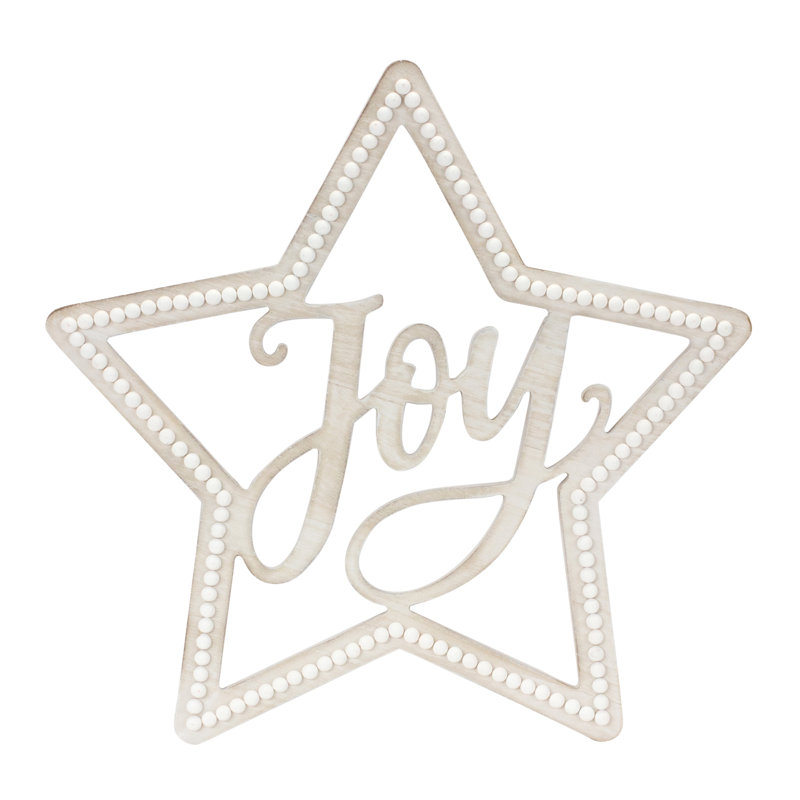 Étoile de bois perlée avec sentiment de joie (ensemble de 2)