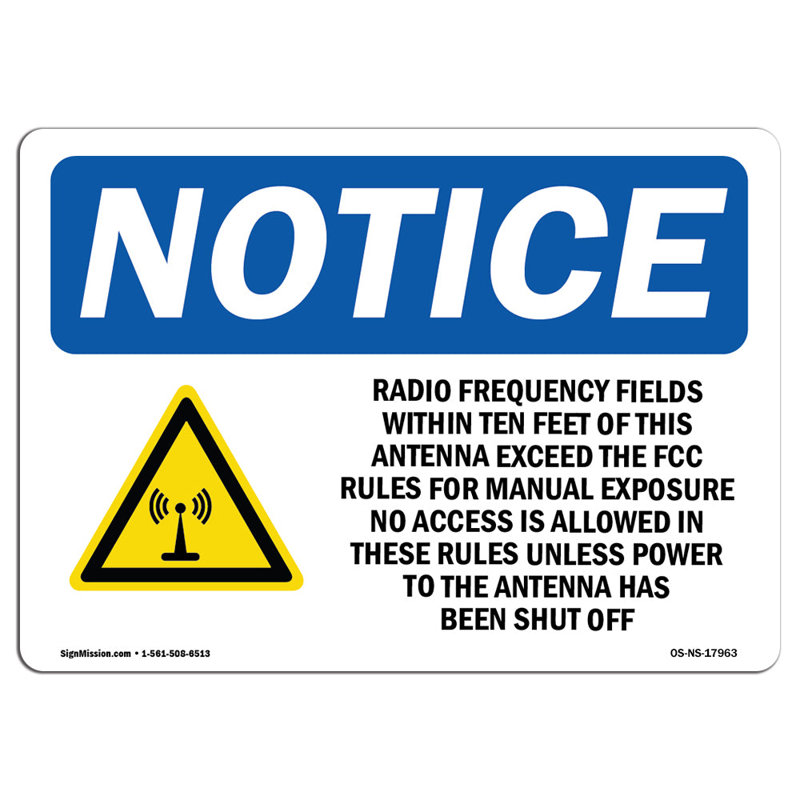 Champs de radiofréquences à l'intérieur avec signe avec symbole