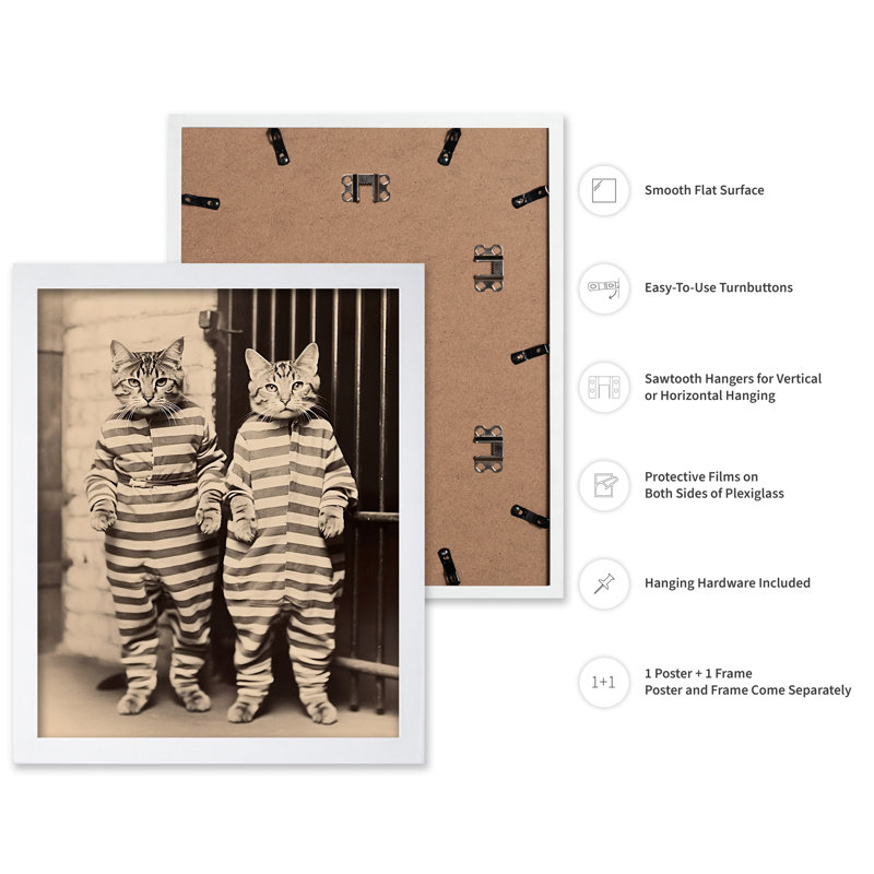 Cats In Prison, Poster, White Framed, 16"H x 20"W