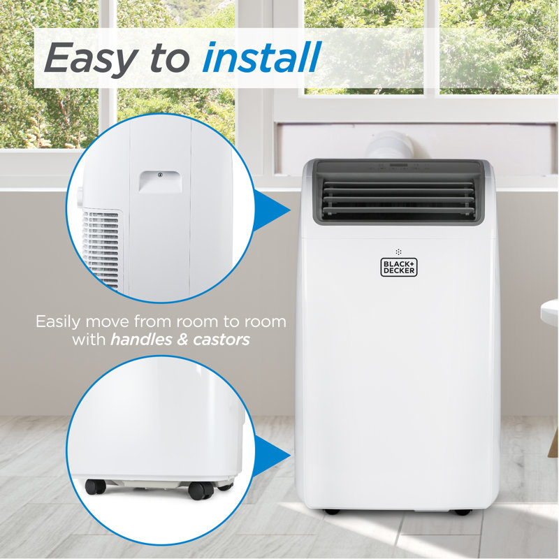 BLACK+DECKER BLACK+DECKER 8,150 BTU SACC/CEC Portable Air Conditioner with Heat, 12,000 BTU Cooling ASHRAE 128
