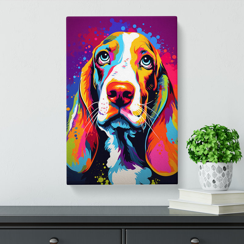 Basset Hound Pop No.2 - Wrapped Canvas