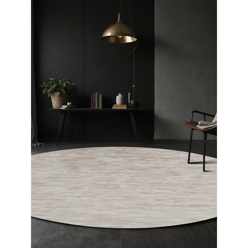 Machine Washable Gray Area Rug, Round 7'