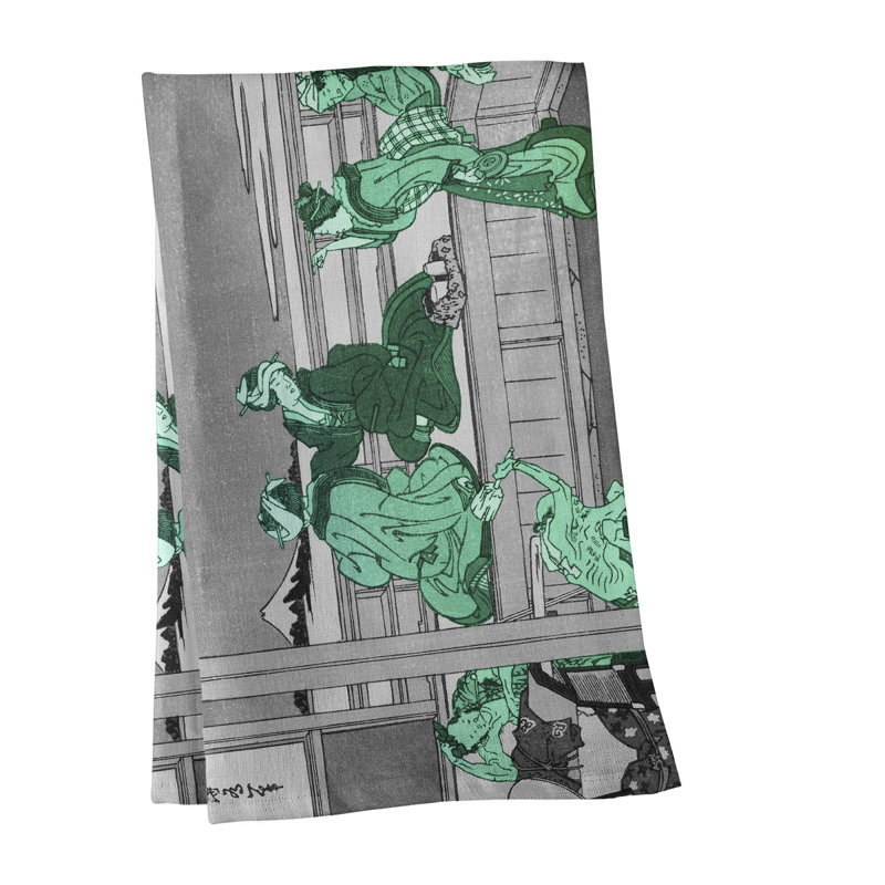 Torchon fine Wind Morning, Croisé en coton, Vert Yoshida