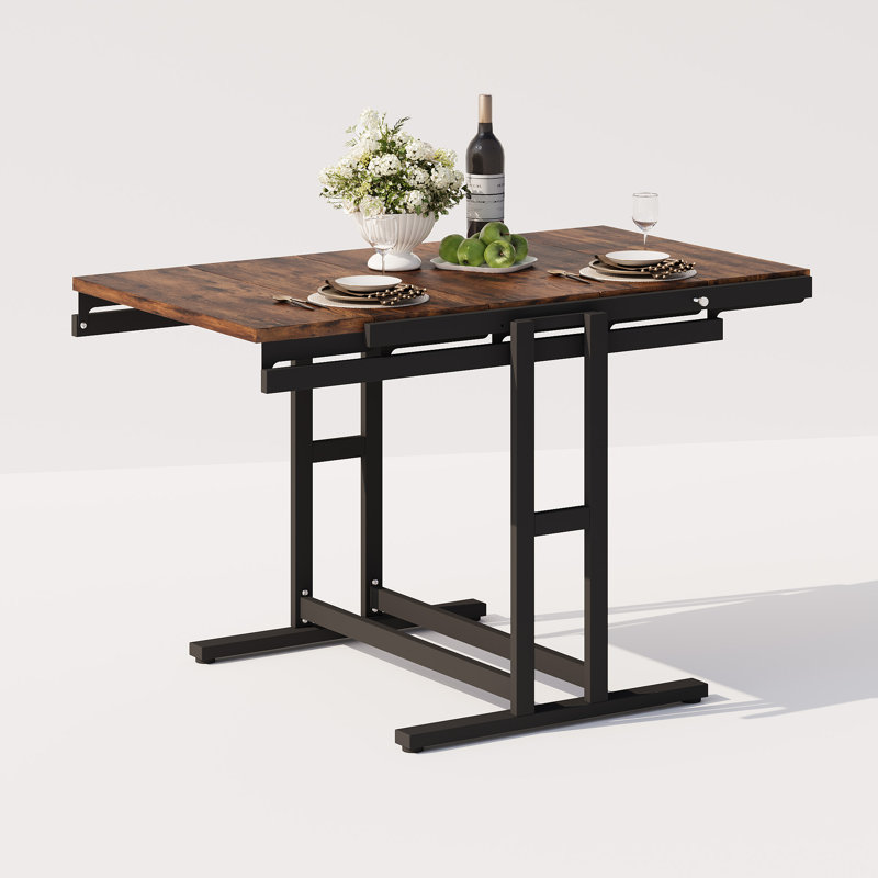  Convertible Table And Shelf - 5-panel Multi-functional Furniture With Spring Latch For Home & Office, Brown