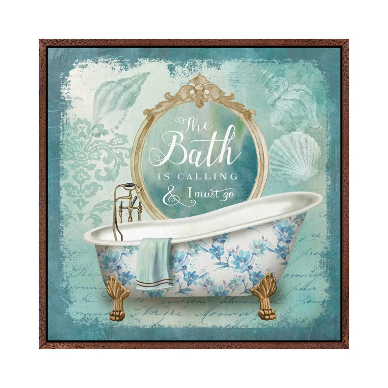 Mirror Bath II by Conrad Knutsen - Painting on Canvas, 66.04 cm H x 66.04 cm W, Classic Brown Wood Framed Canvas