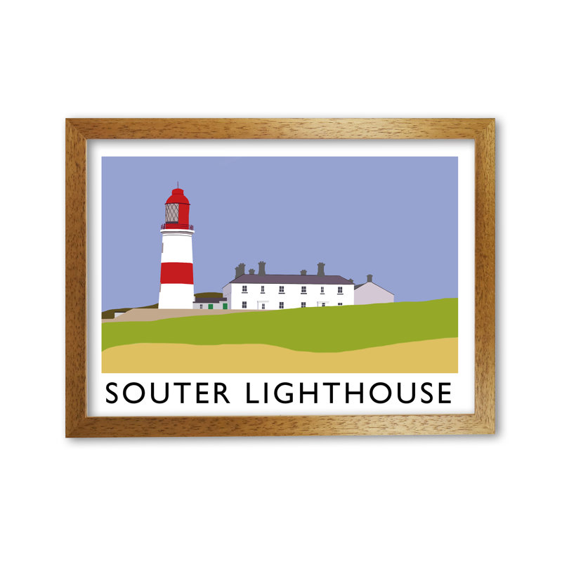 Souter Lighthouse 1 Piece Wall Art, 21cm H x 29.7cm W x 3cm D, Honey Oak Framed