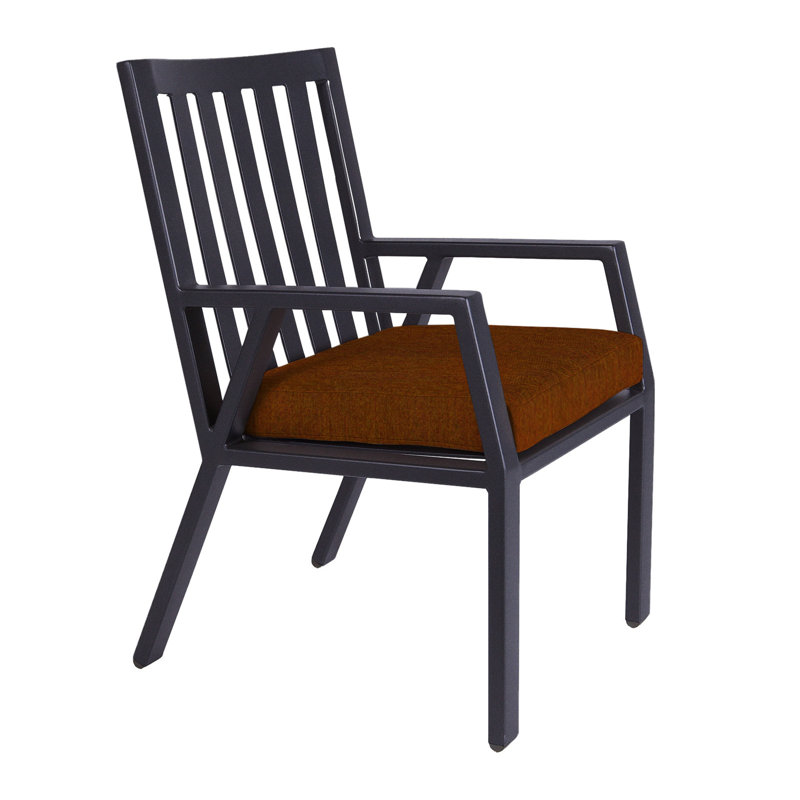 Aris Outdoor Dining Armchair, Graphite, Flagship Stone Sunbrella®