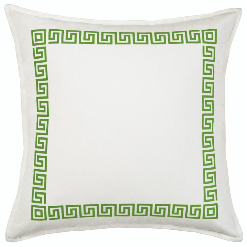  Greek Key Square Throw Pillow, Green