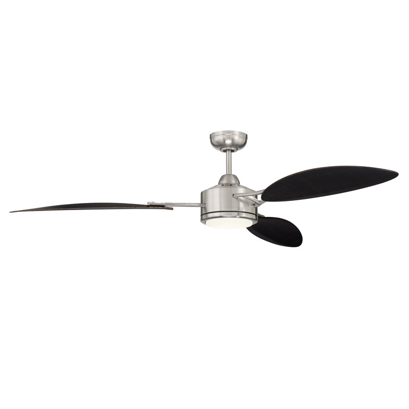 Amdi 64'' Ceiling Fan with LED Lights, Brushed Polished Nickel/Black