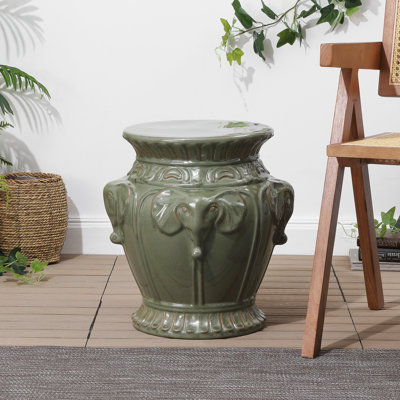 Anita 18" Classic Vintage Ceramic Indoor/Outdoor 4-Elephant Garden Stool by Jonathan Y