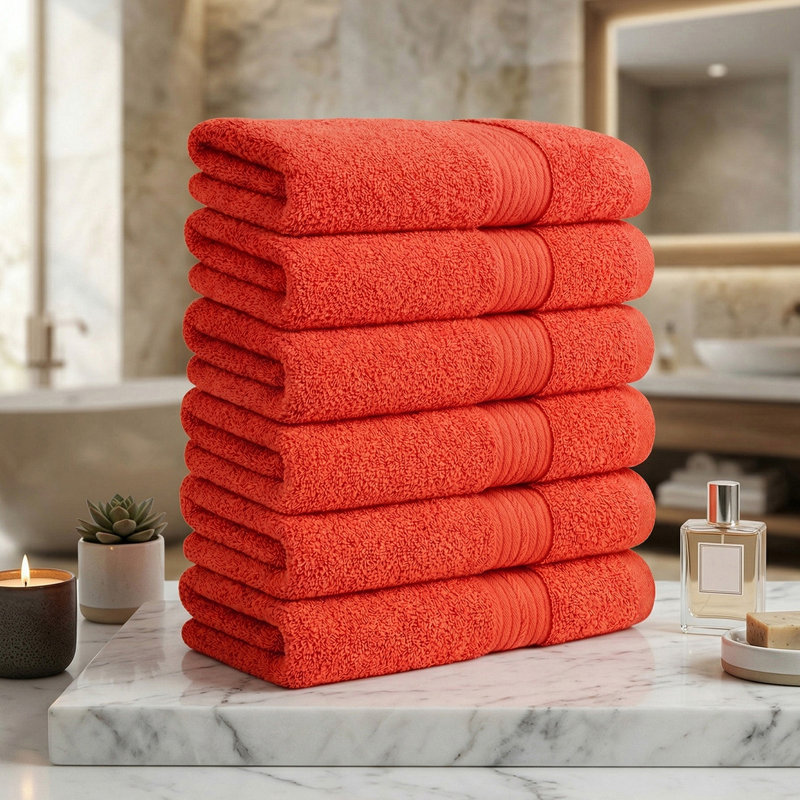 Hand Towels Quick Drying 100% Cotton 600 GSM, Orange